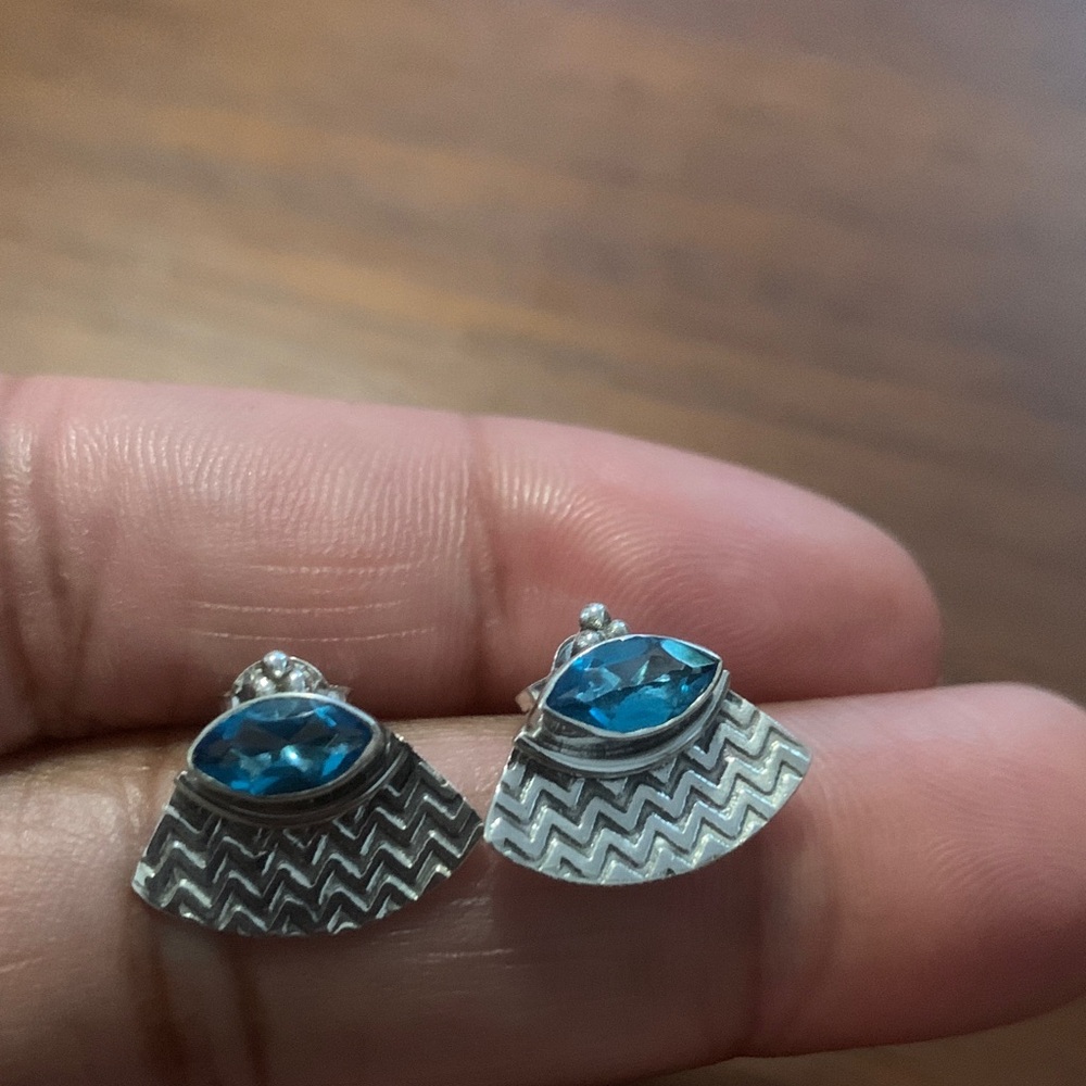 Vintage Sterling Silver and Blue Topaz Earrings